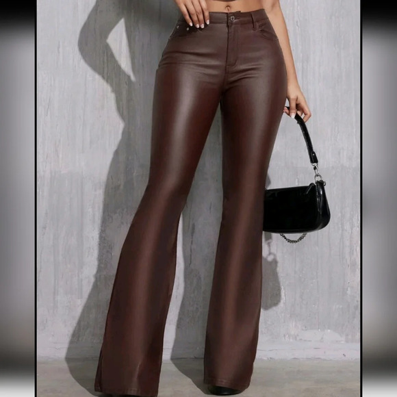 Pants - Tall Women's Fashionable Casual Solid Color Slim Fit Flared Pants